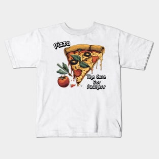 Savory Pizza Delight: Melancholy's Antidote Kids T-Shirt